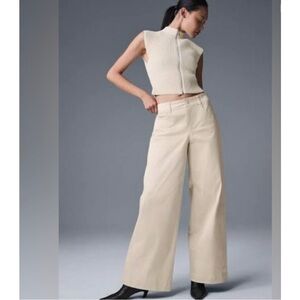 ALO Yoga Oatmeal Wide Leg Trouser